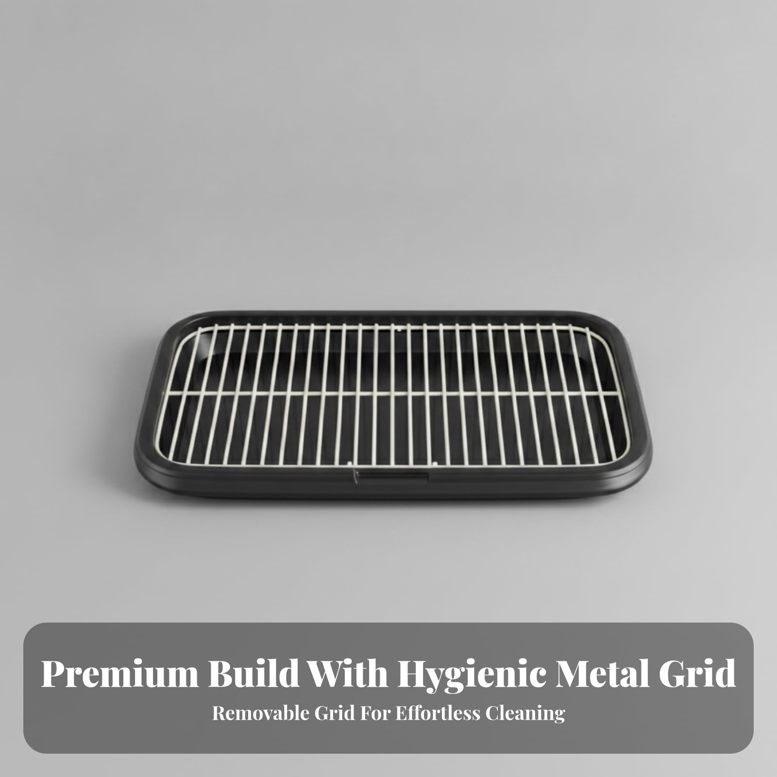 Plateau Toilette avec Grille Amovible, 60 × 45 × 5,6 Cm, Gris Clair