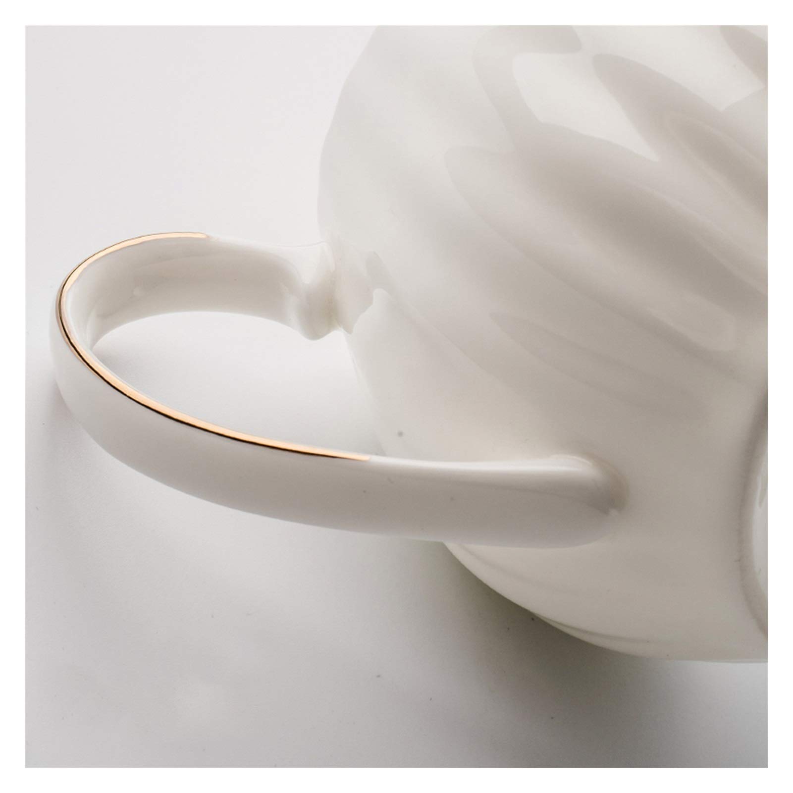 Kubek do spieniania mleka, dzbanek do kawy, dzbanek do śmietanki z cienkiej porcelany ze złotą krawędzią Elegancki dzbanek do mleka na kawę i sos, biały dzbanek do dżemu do kuchni