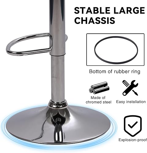 Miniatura 5 de Juego de 2 taburetes de bar, taburete giratorio ajustable de piel sintética, silla de comedor giratoria hidráulica con reposabrazos, sillas modernas