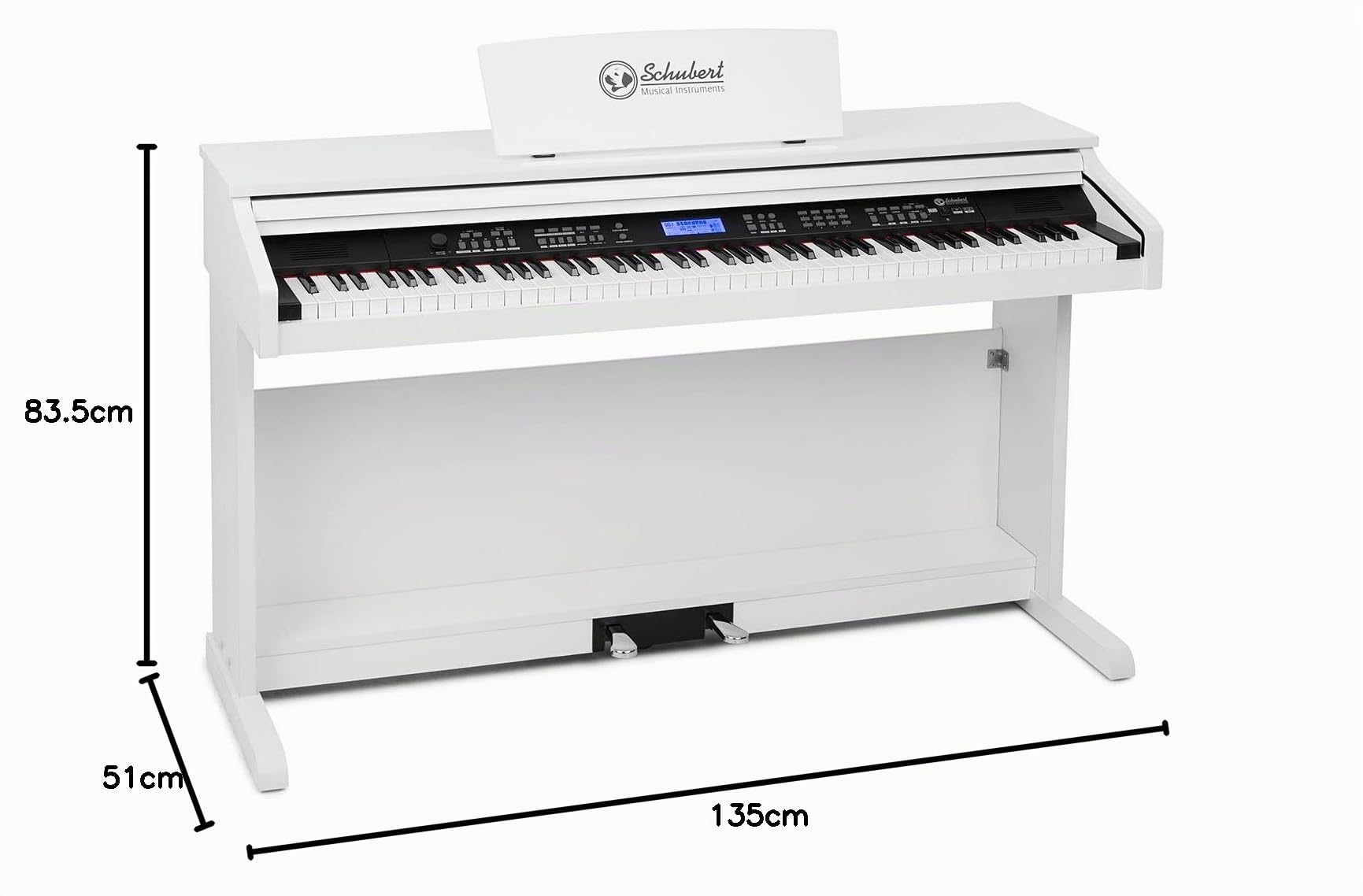 Schubert Subi 88 MK II Pianoforte, Tastiera portatile - Tastiera a tasti, Piano, 88 tasti, MIDI, Piano elettronico con USB, 360 suoni, 160 ritmi, 80 brani demo, Display LCD, Effetti, bianco