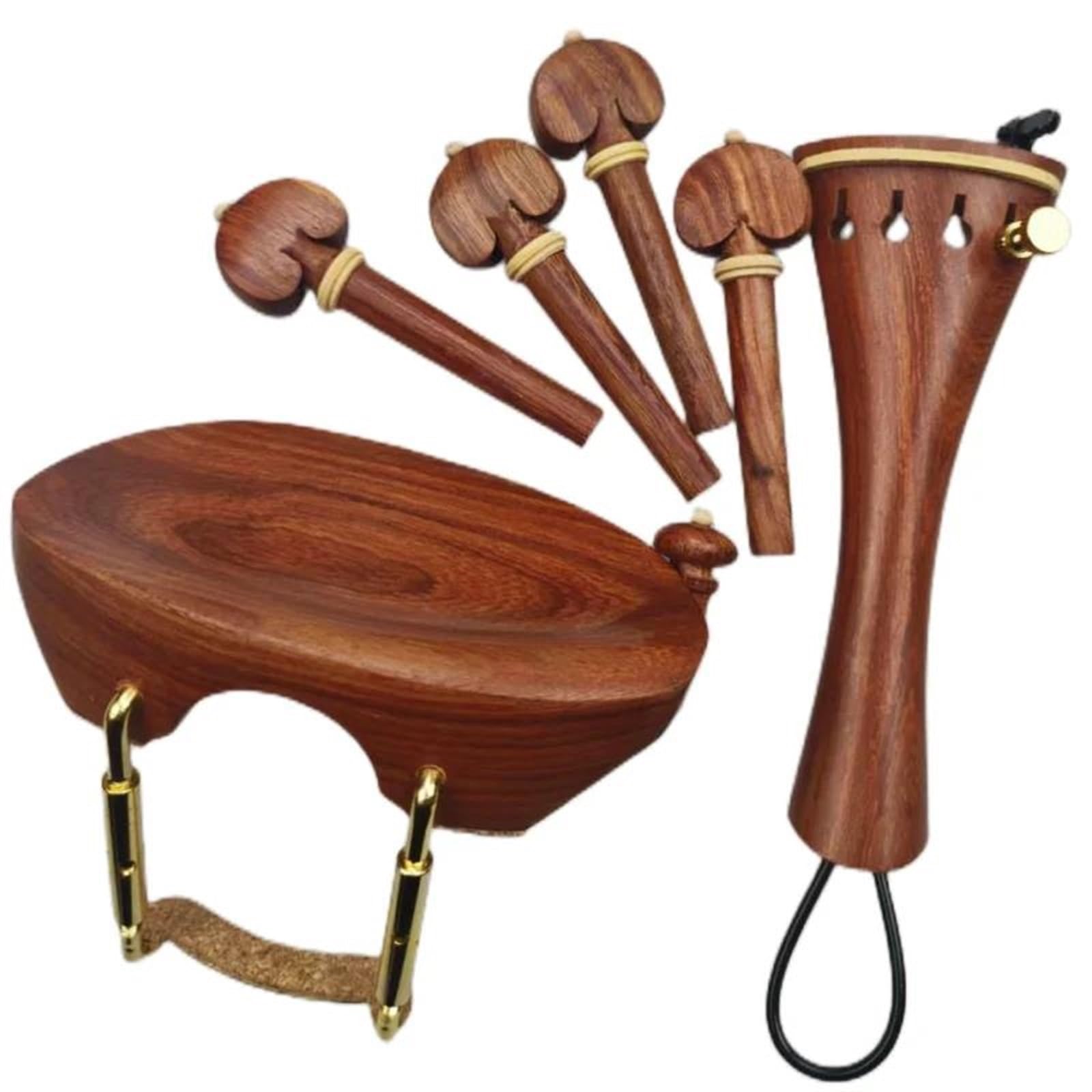 Akcesoria Do Skrzypiec Zestaw Akcesoriów Do Skrzypiec Pełnowymiarowych Z Palisandru 4/4 Kołki Trzpień Końcowy Strunnik Podbródek Złoty Zacisk(Violin parts 1)