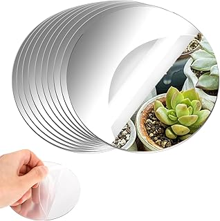 12PCS Round Mirror Tiles for Centerpieces, Mirror Trays Flat 8inch Circl...