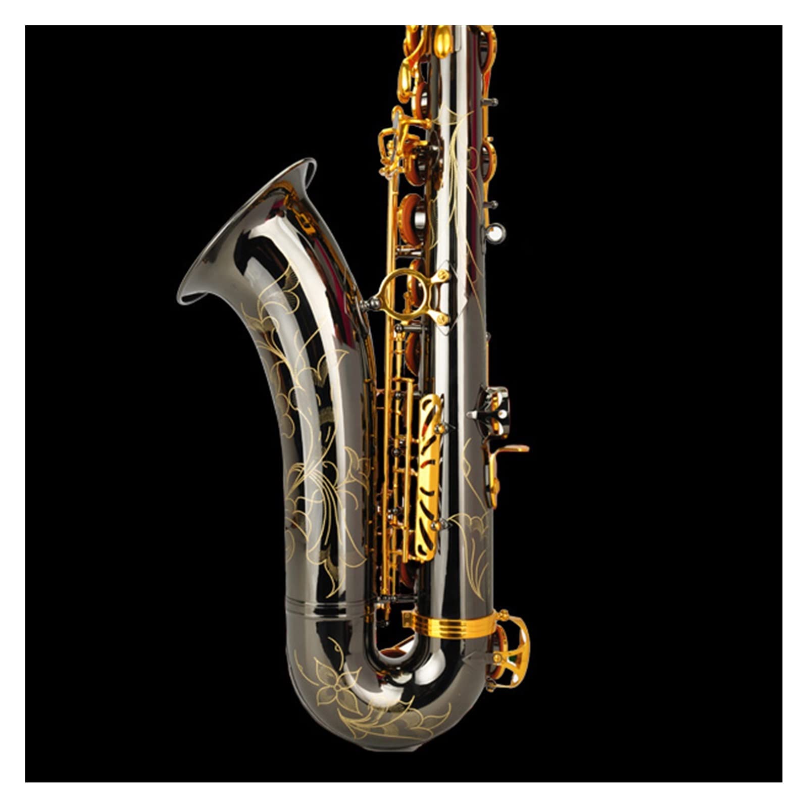 TSTS Strumento A Fiato in SIB Tenore Sassofono Nichel Nero Oro Kit Sassofono