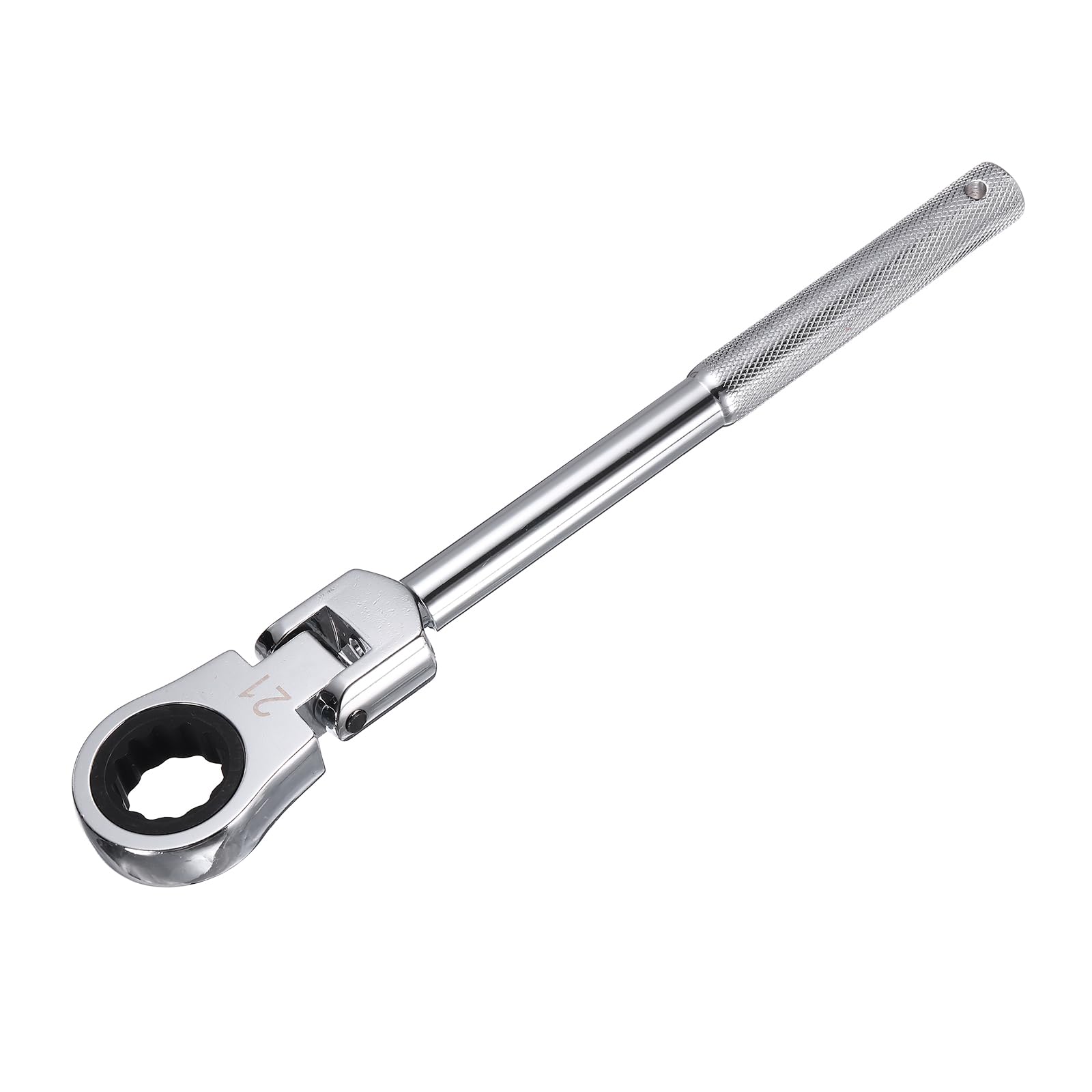 sourcing map Flex Head Ratcheting Wrench 21mm Metric Carbon Steel Chrome Plating Quick-Release 12-Point 72-Tooth Ratchet Wrench with Anti-Slip Handle for Home Auto Repair Machine Maintenance