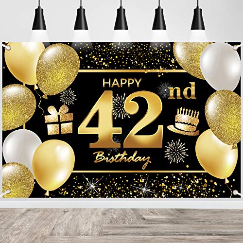 42nd Happy Birthday Banner IMISI Birthday Decorations Birthday Backdrop Decorations for a Party