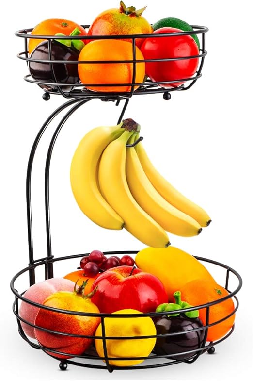 Auledio Iron 2-Tier Countertop Fruit Vegetables Basket Bowl Storage