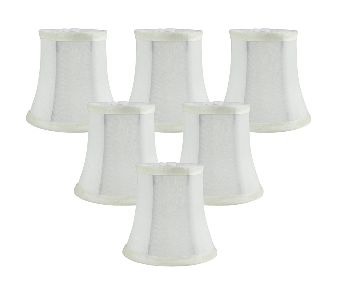 Meriville Set of 6 Faux Silk Chandelier Lamp Shades – Softback Bell Shape, Clip-On Fitter for Candelabra Bulbs, 3.5