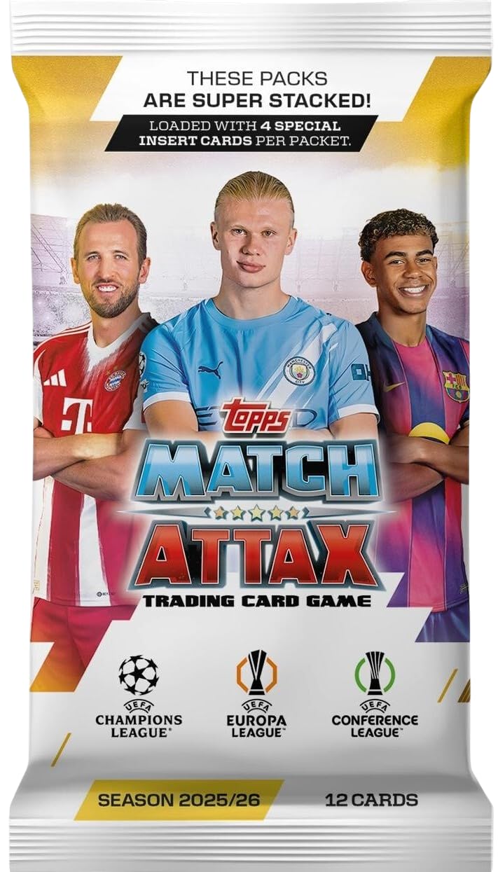 Topps Match Attax Champions League 25/26 10 Booster = 120 Karten | UEFA Champions League Trading Cards, Geschenk für Fußballfans