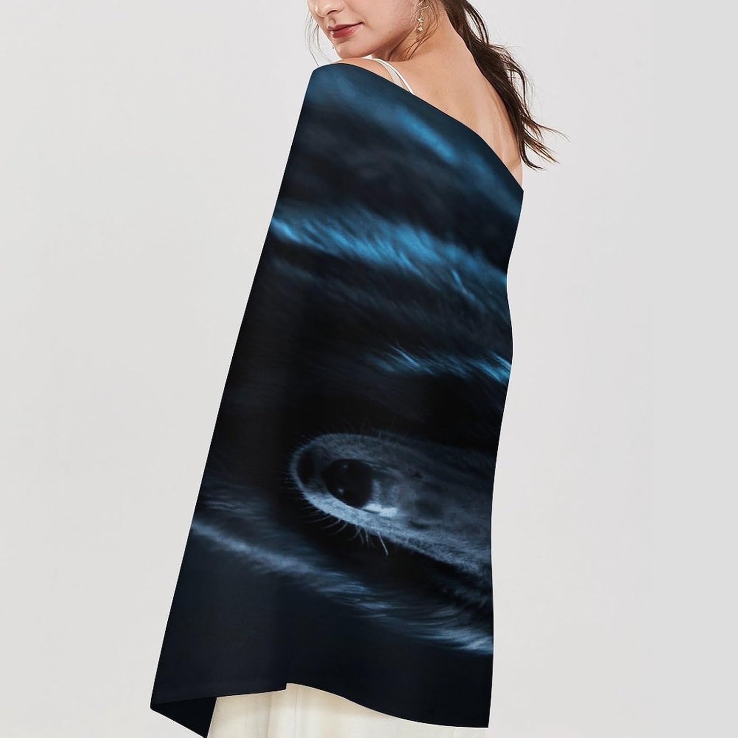 Cool Cyan Black Wolf Scarf for Women Men Classic Fashion Blanket Scarves Soft Cashmere Feel Scarf Cold Weather Warm Long Shawl Winter Large Scarves Classic Blanket Scarfs Thick