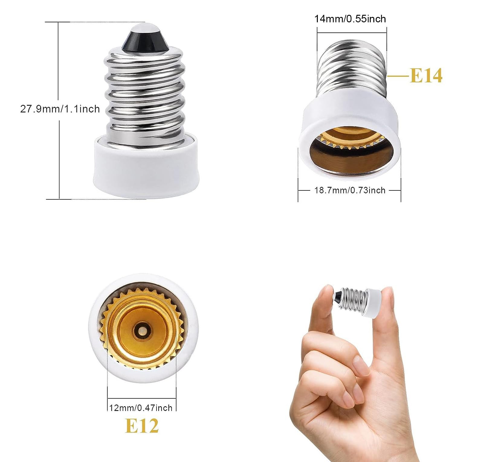 Amazon.co.jp: 口金変換 アダプター E14-E12 電球 ソケット 口金 E14
