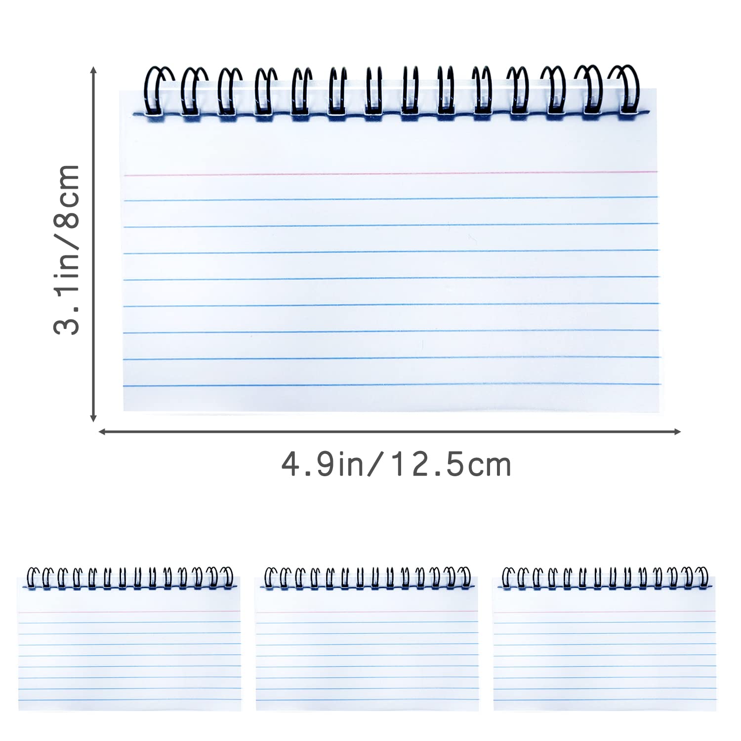 4 Pack Index Cards - 200 Lined Flash Cards for Office School, Memory, Sticky Note (White), 12.5 x 7.6 cm (5 x 3 inches) - Image 2