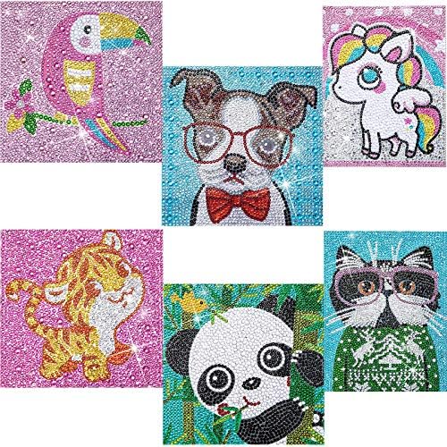 6 Pieces 5D Diamond Painting Kit for Kids Gem Painting Kit Crystal Easy Painting Art Craft Set for Home 5D Full Drill