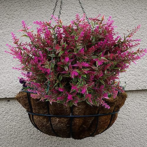 WILLBOND 12 Pieces Artificial Lavender Bushes Faux Flowers for Outdoor Artificial Greenery Lavender UV Resistant Plants for Floral Arrangement, Table Centerpiece, Home Garden Decor (Fuchsia)