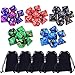 eBoot 35 Pieces Polyhedral Dice Double-Colors Polyhedral Game Dice for RPG Dungeons and Dragons Pathfinder with 5 Pack Black Pouches, 5 Sets of d20, d12, 2 d10 (00-90 and 0-9), d8, d6 and d4
