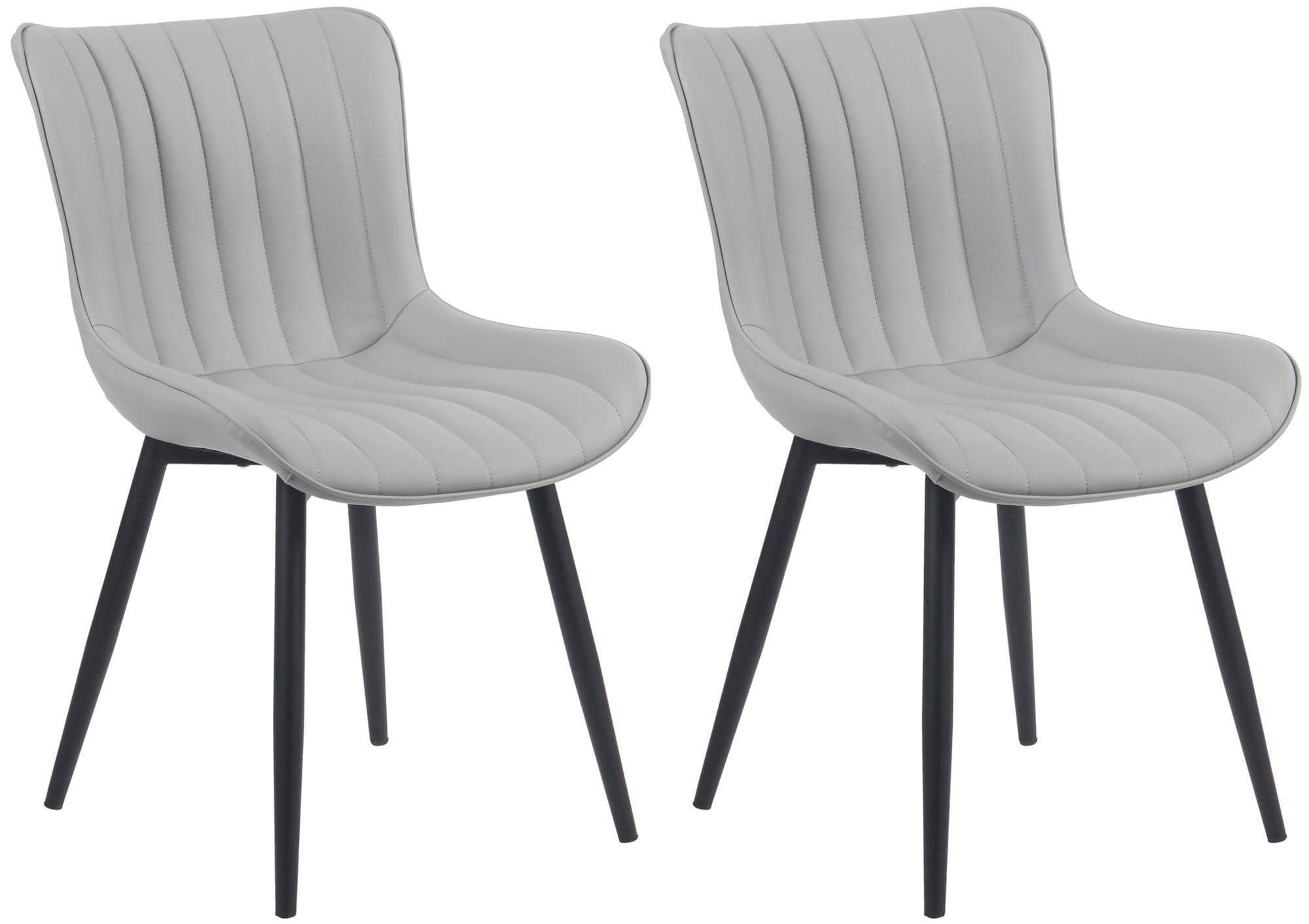 CLP Set De 2 Sillas De Comedor Largo con Base Metálica De 4 Patas I Butacas De Salón Tapizas En Polipiel o Terciopelo, Color:Gris, Material de Base:Cuero Sintetico