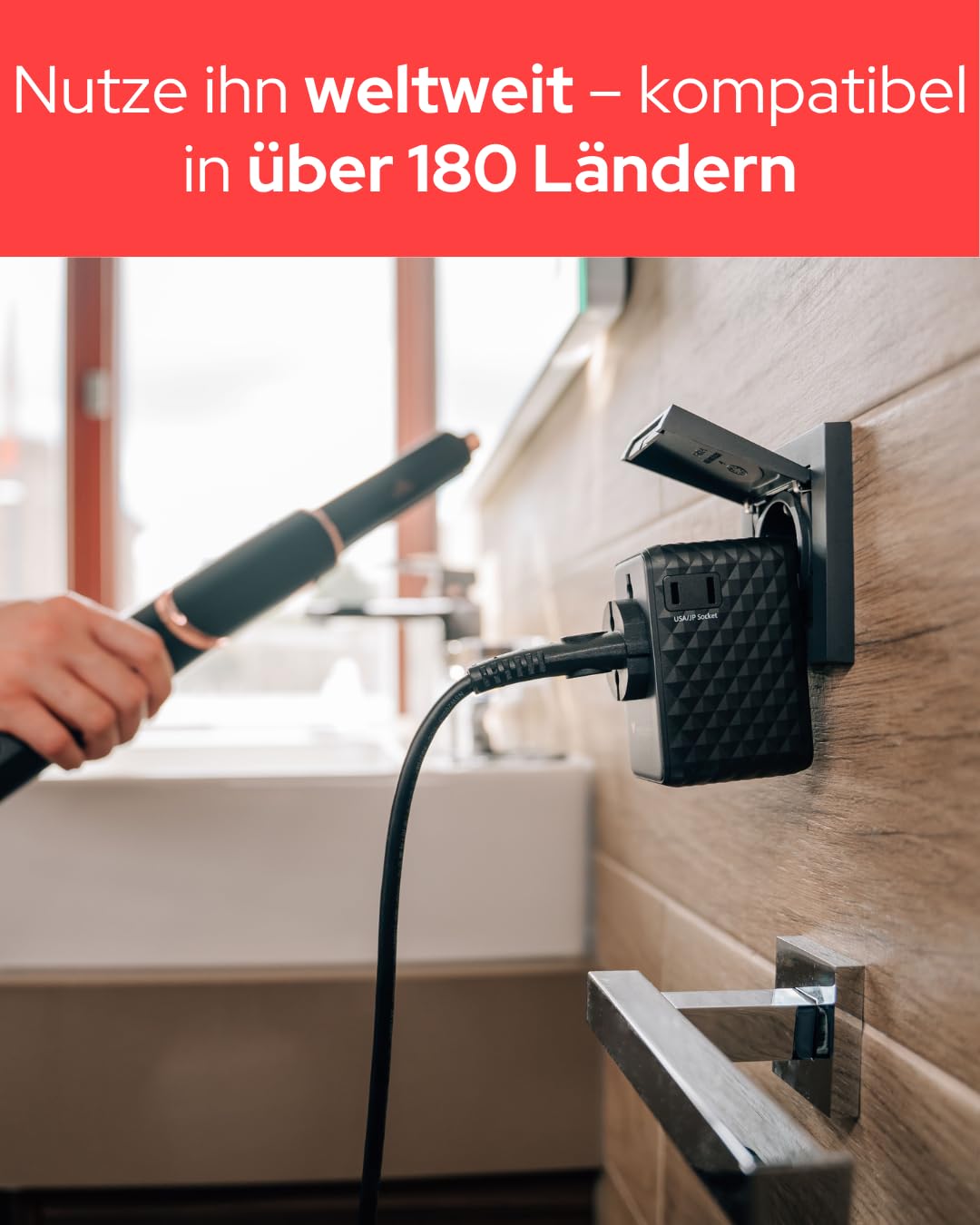 Verbatim GaN uniwersalny adapter podróżny 170 W, czarny, adapter do gniazdka i 3 x USB-C, 1 x USB-A, 2 x USA/JP, szybka ładowarka do laptopa, smartfona i wielu innych, do zastosowania na całym świecie