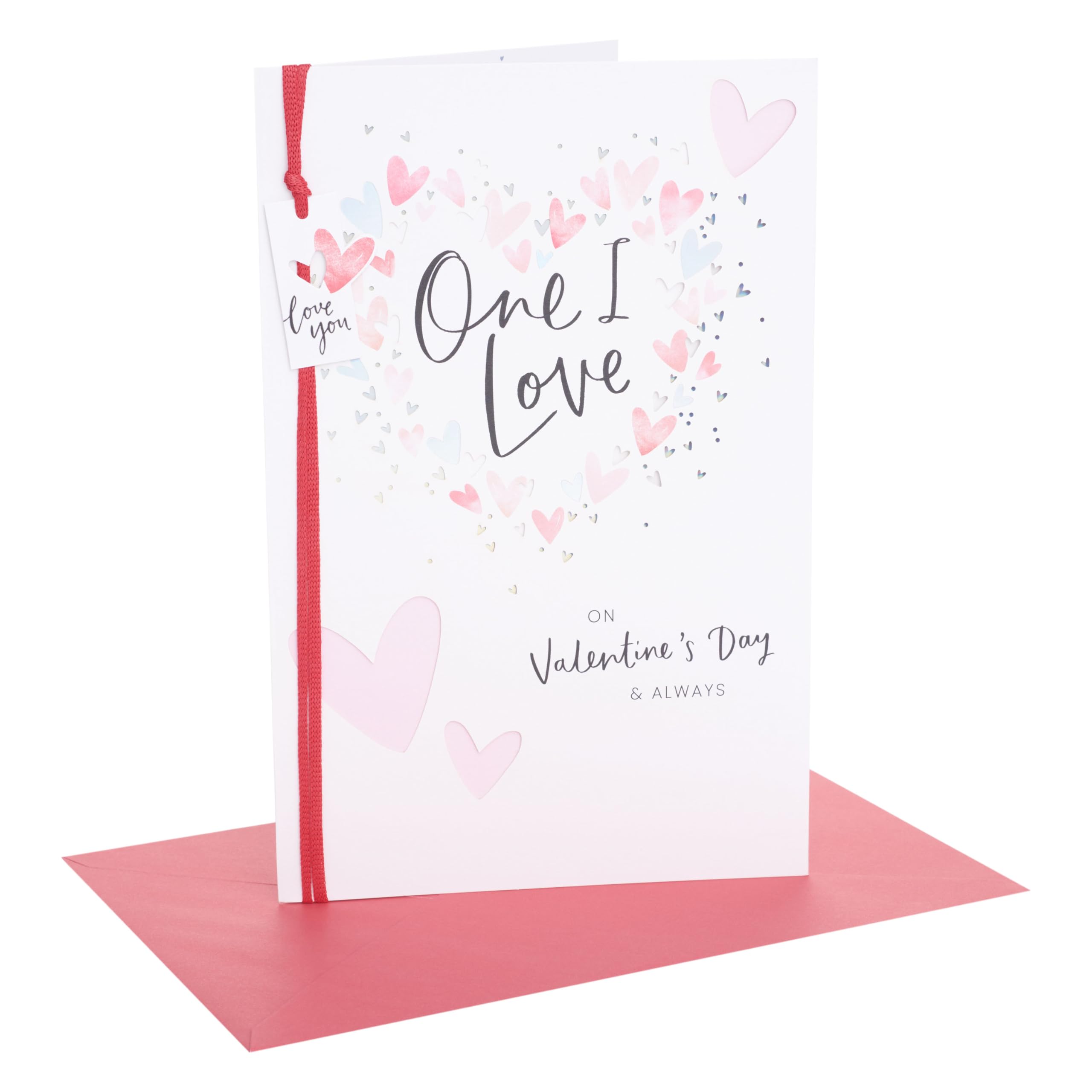 UK Greetings | Valentine's Day Card for One I Love | I Love You Presents | Her/Him | Hearts Design | With Envelope | 19.4 x 29.5 cm