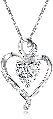 Collares de corazón para mujer, plata de ley 925, chapado en oro rosa, chapado en oro blanco, collar de amor chapado en oro de 14 quilates para