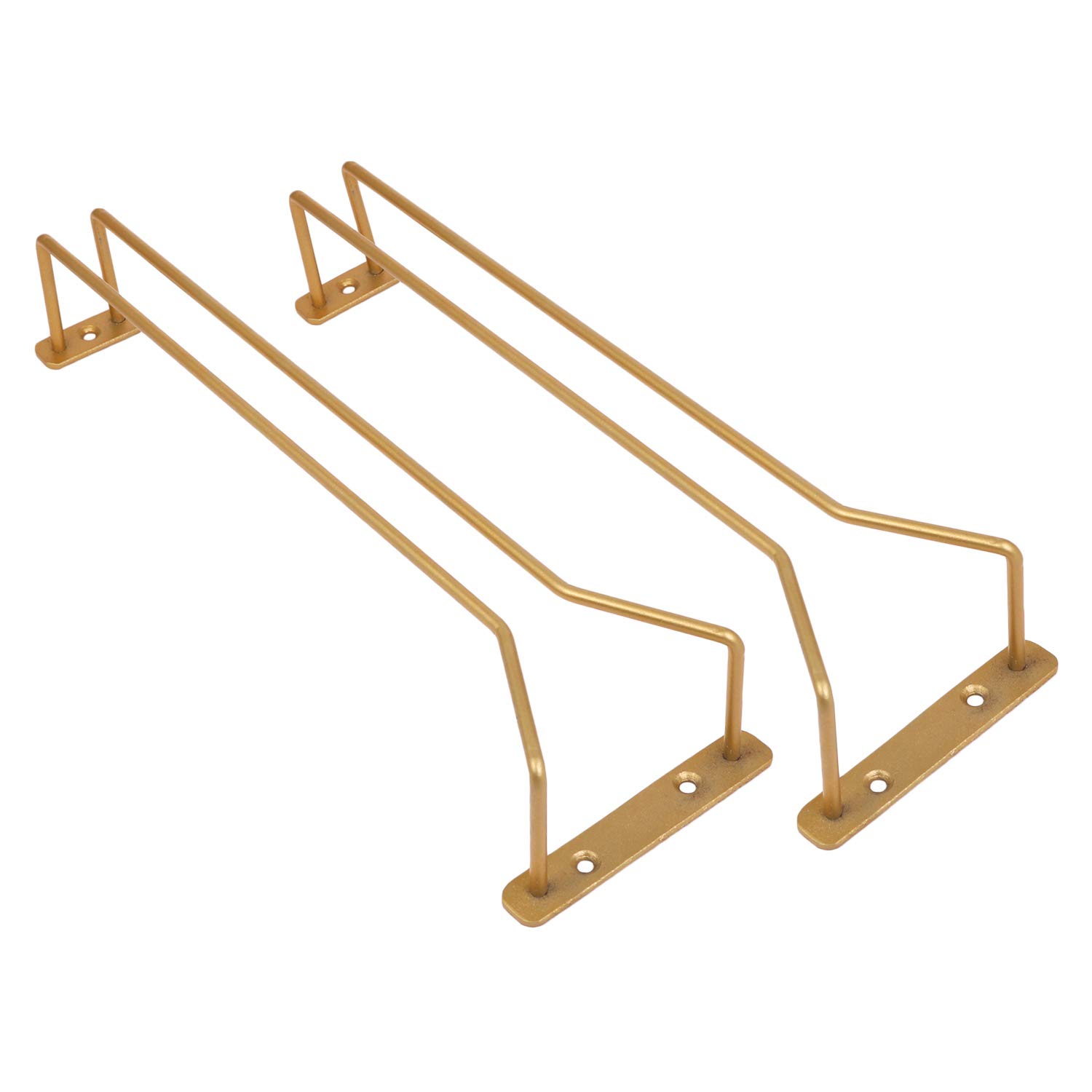 Barlley Hogar India 2 Set of Stainless Steel Wall Mounted Upside Down Wine Glass Holder/Rack -Golden