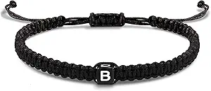 Initial Bracelets for Women Men Gifts for Her Teen Girl Best Friend Birthday Graduation Dainty Braided Bracelets Letter A-Z Charm Adjustable Link Mother's Day Jewelry Mom Christmas Gifts Valentine's Day Jewelry