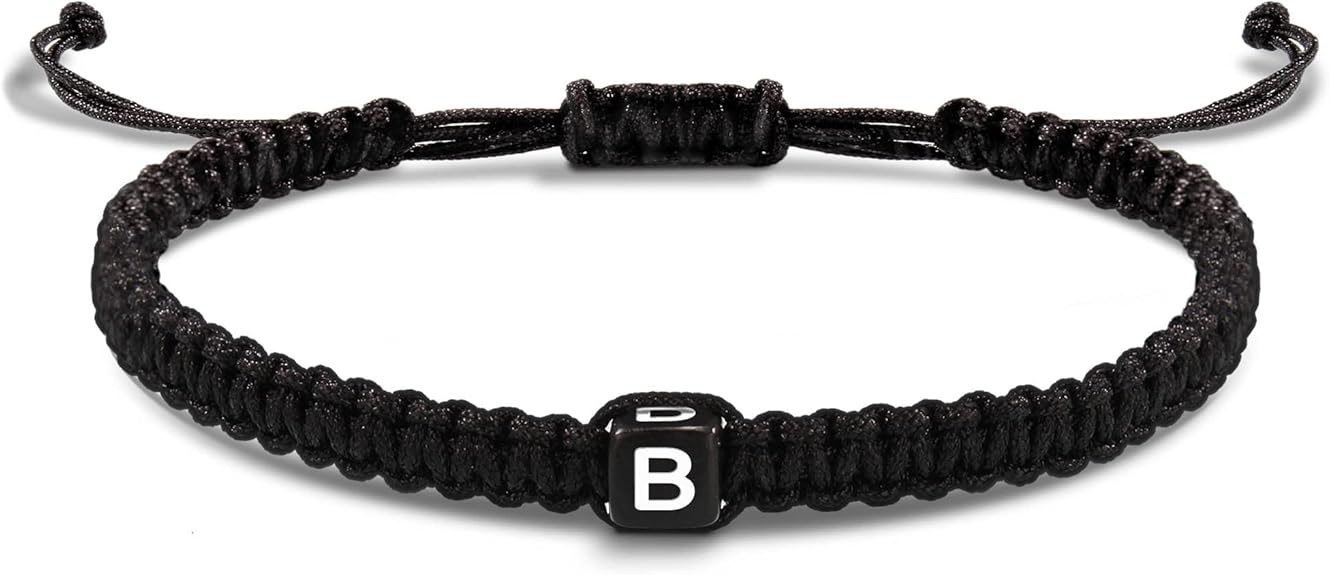 Initial Bracelets for Women Men Gifts for Her Teen Girl Best Friend Birthday Graduation Dainty Braided Bracelets Letter A-Z Charm Adjustable Link Mother's Day Jewelry Mom Christmas Gifts Valentine's Day Jewelry