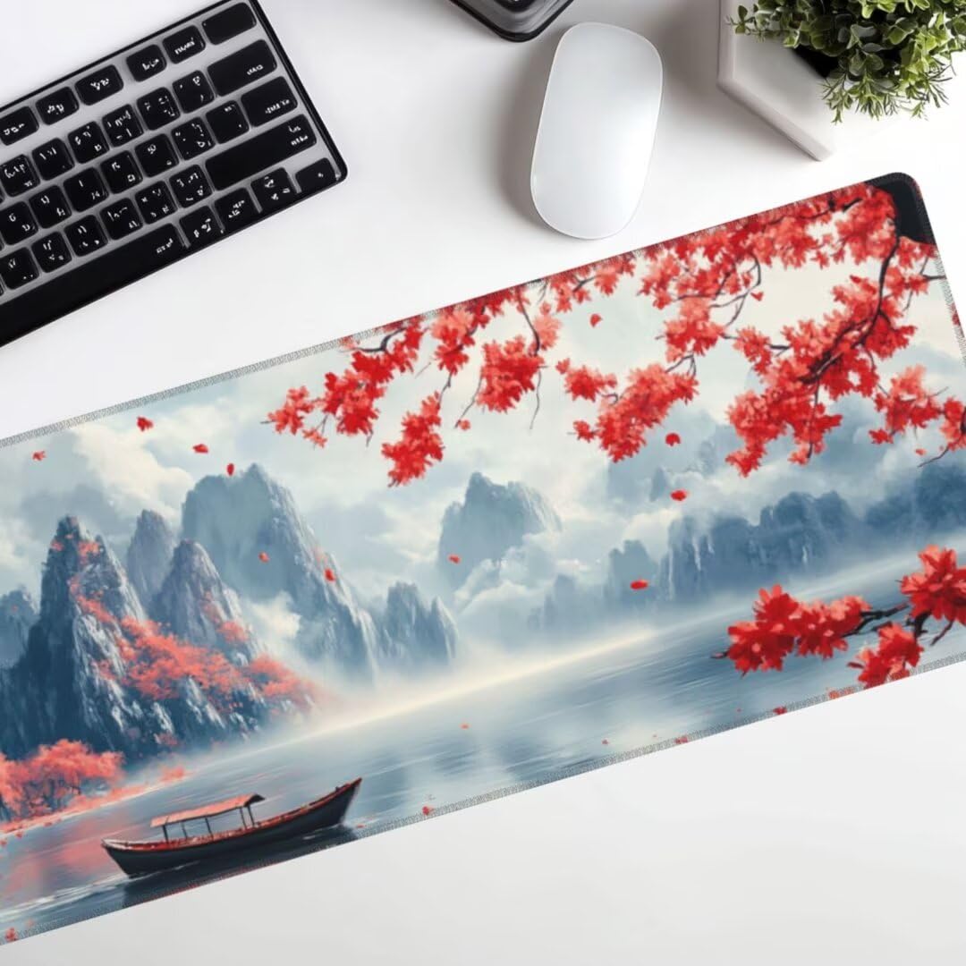 Gaming Mauspad XXL China Großes Mousepad 1200 * 500mm rutschfeste Schreibtischunterlage Japan Mouse Pad mit Vernähte Kanten Verbessert Desk Mat Mauspad Groß Geschwindigkeit und Präzision für Gaming