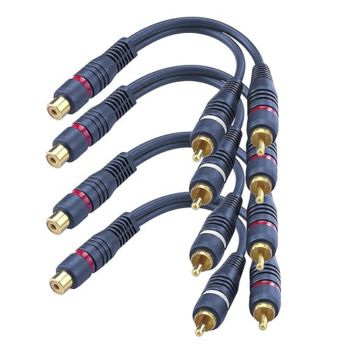 Miniatura 1 de XIAOSHI 4 adaptadores de cable de audio RCA hembra a doble RCA macho de 59in
