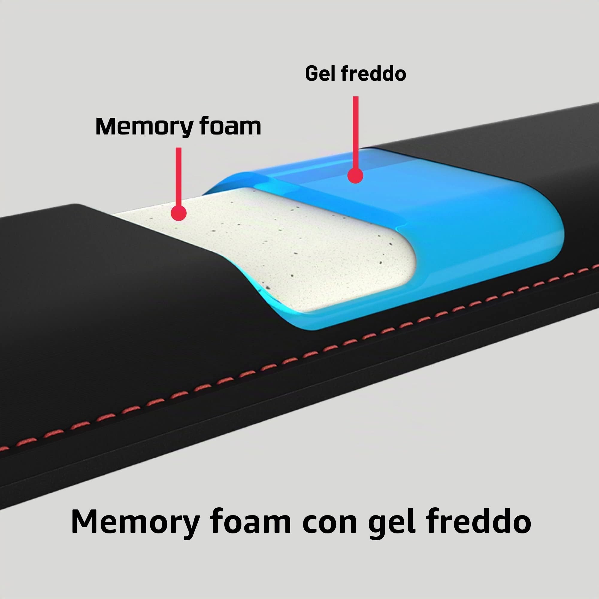 HyperX Wrist Rest Poggiapolsi per tastiere Memory Foam in Gel Anti-Scivolo Ergonomico Nero