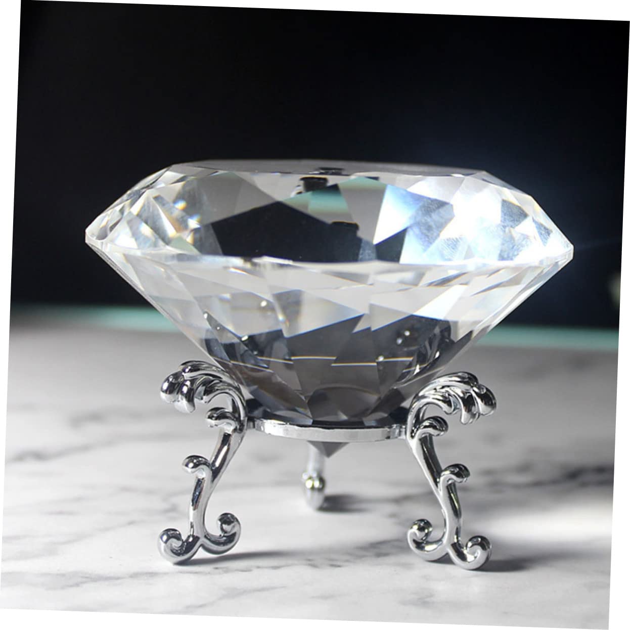 Ferma Carte Diamante Cristallo con Supporto Plastico | Oggetto Decorativo per Casa e Mobile Tv, Superficie Liscia, Facile da Esporre e Riporre