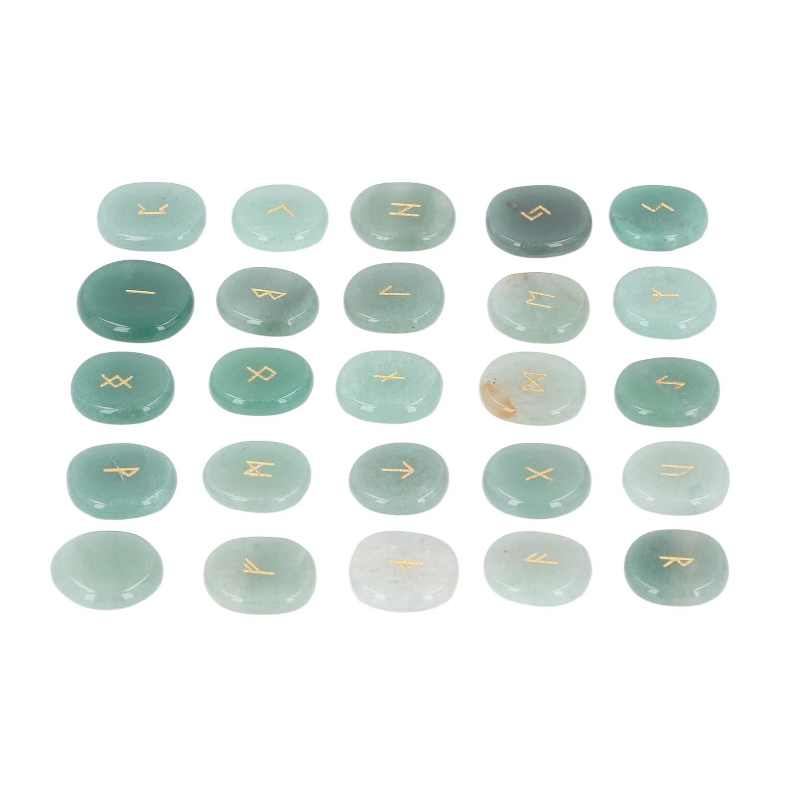 Kufoo Rune Stones Set Stone Set 25 Pieces Smoother Beautiful Practical Gift (Fuchsite Quartzite)
