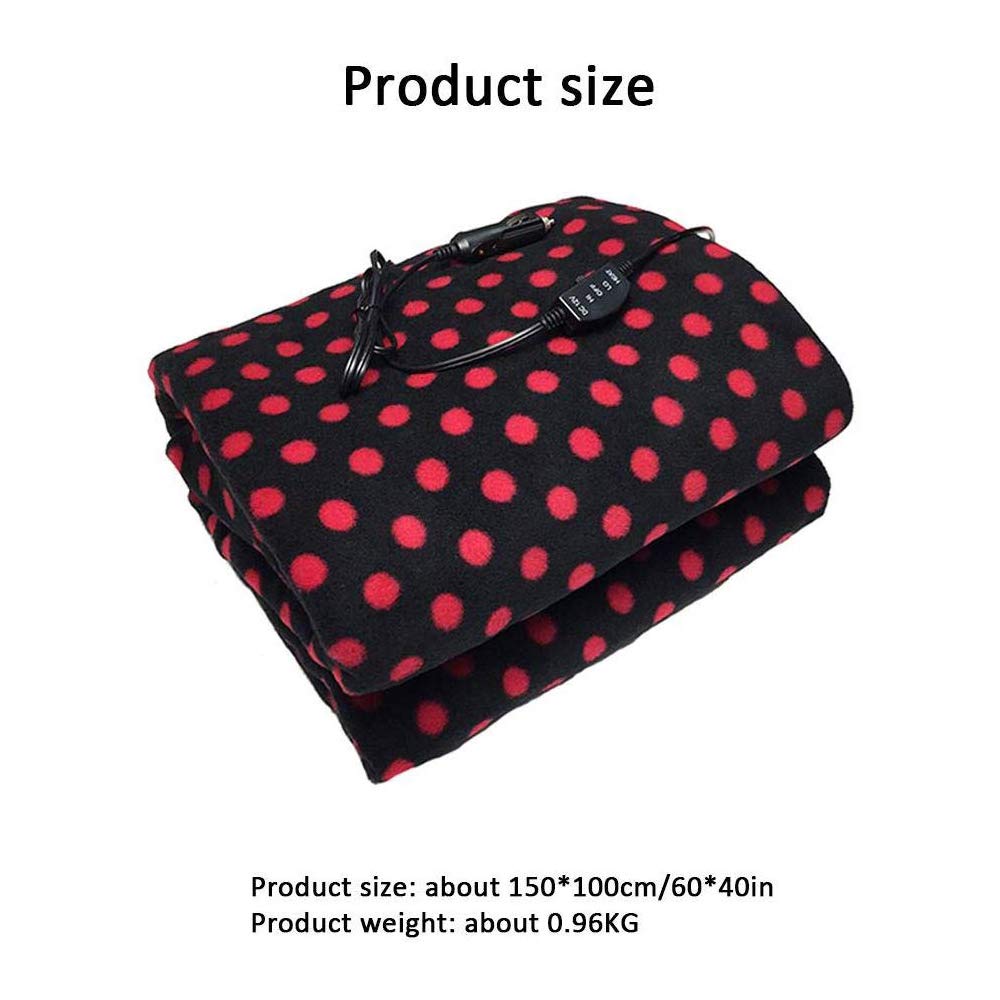 GHzzY Couverture chauffante électrique 12V pour Voiture, VUS, Camion, Bateau ou véhicule de Camping - épaissir Couverture chauffante pour Voiture à température réglable - 150x100cm