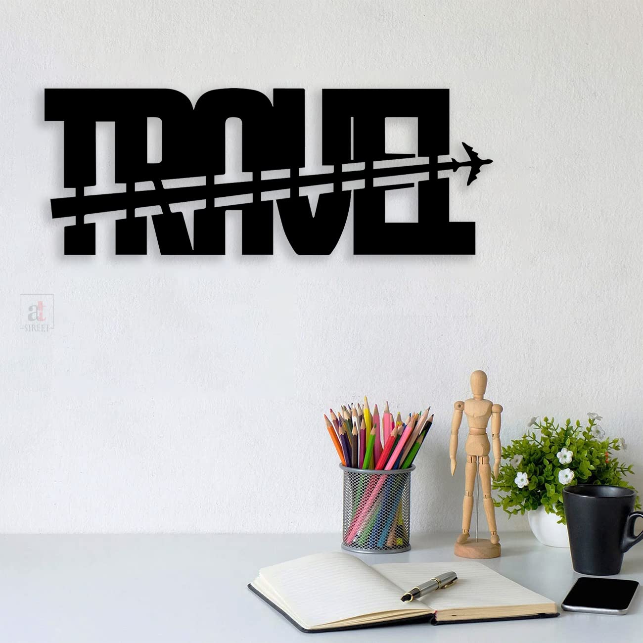 Art Street Travel Black MDF Plaque Cutout Ready to Hang for Home Office Wall Art Decor, Wall Art Hanging Decorative Item, Home Decoration Size -4.5 x 12 Inches-picture-30