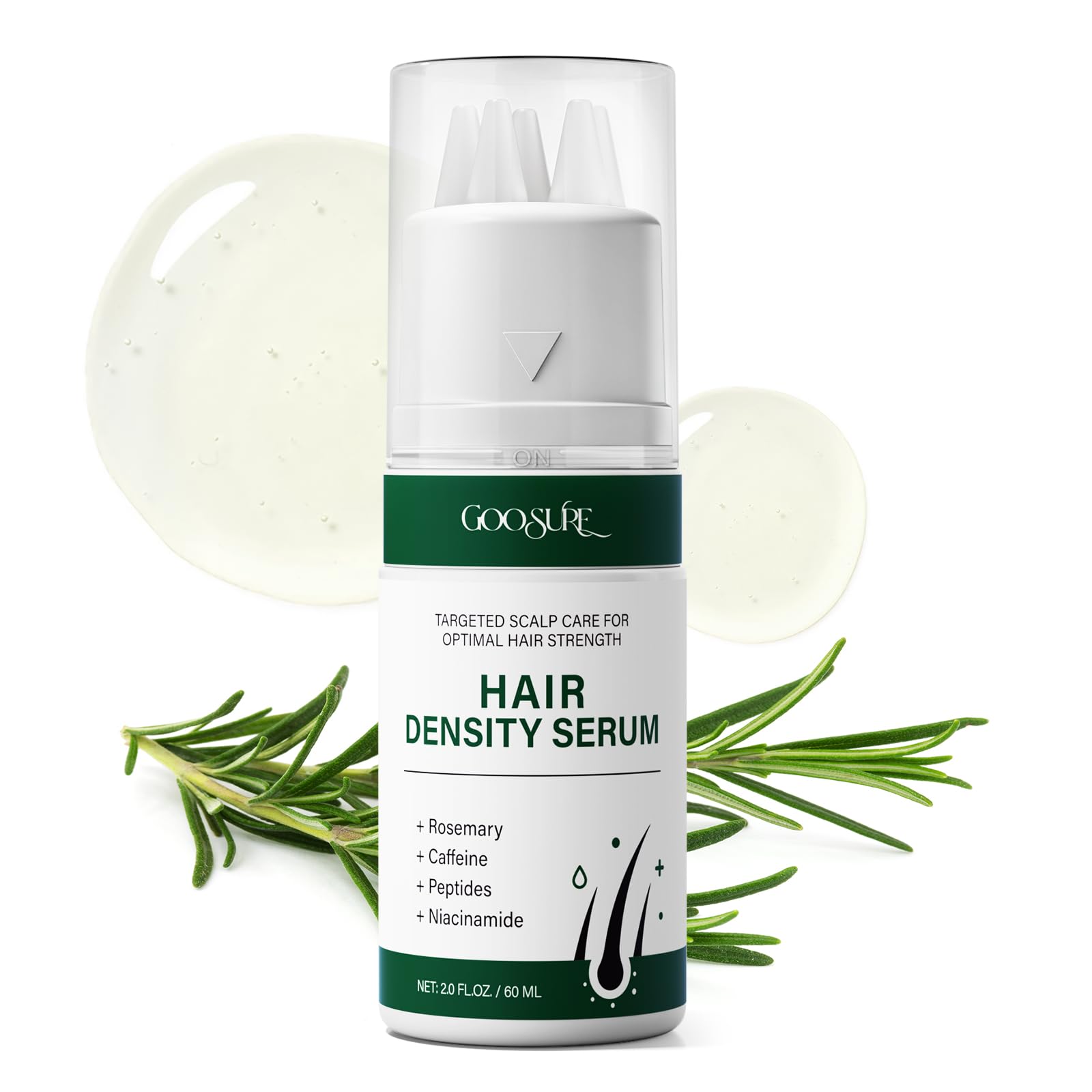 Hair Growth Serum, Rosemary Oil for Hair Growth, Thinning Hair & Hair Density Serum with Flow Controlled Massage Applicator, Peptides, Niacinamide,