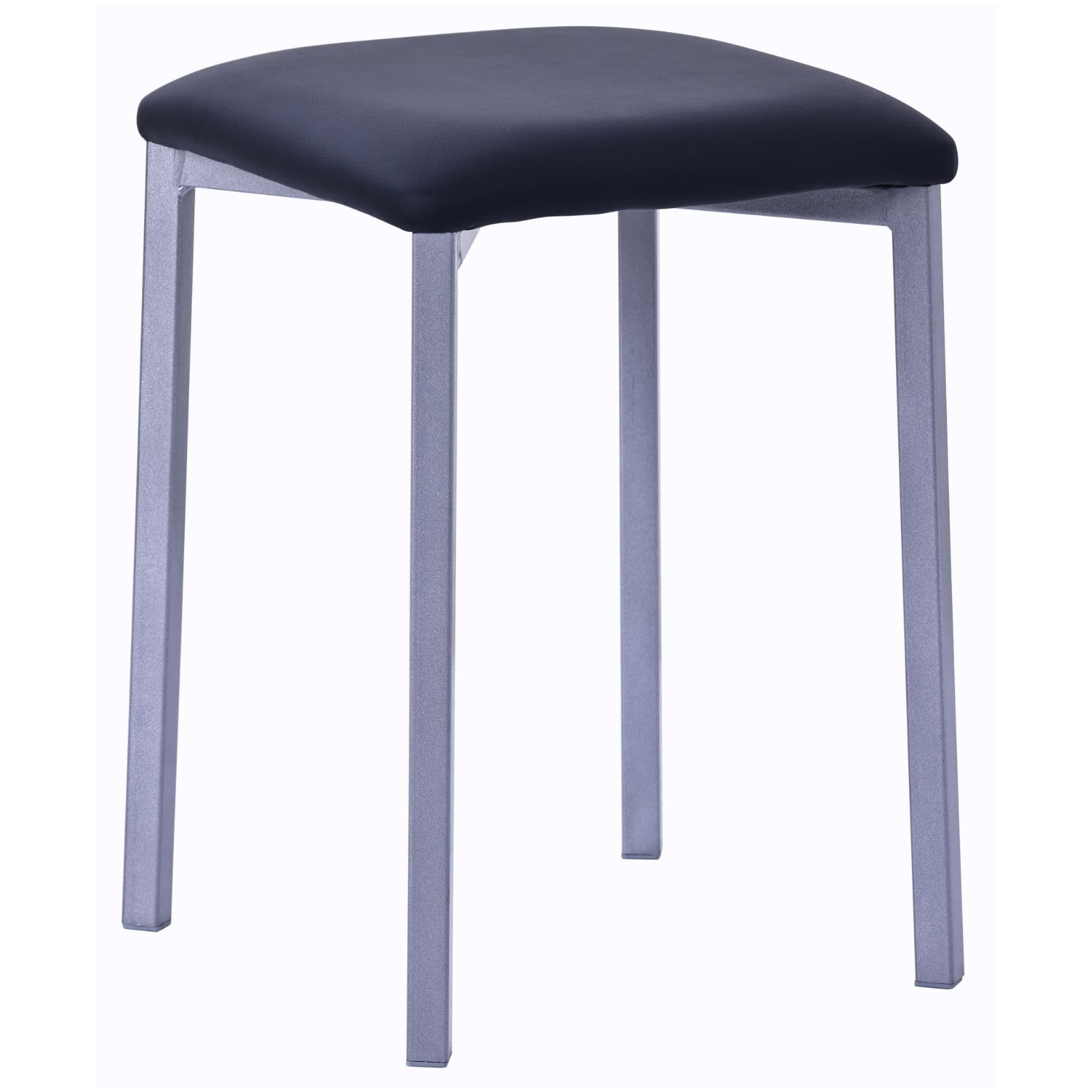 Lote de 2 Banquetas Cocina - Taburete Bajo con Estructura Metálica Gris Epoxi y Asiento de Madera de DM con Espuma, Acabado en Poliéster - Colores Blanco y Negro, 32x32x45 cm (Negro)
