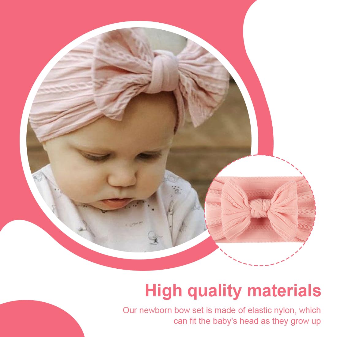 Fasce Capelli Neonata 4 Pezzi | Fiocchi Elastici | Taglia 3 Mesi-6 Anni | Bianco, Rosa, Blu, Viola - Foto 3