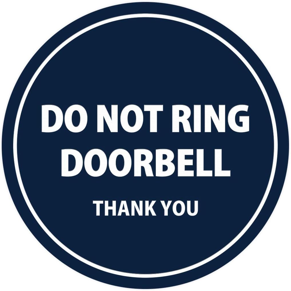 Signs ByLITA Circle Do Not Ring Doorbell Sign (Black/Silver) - Large