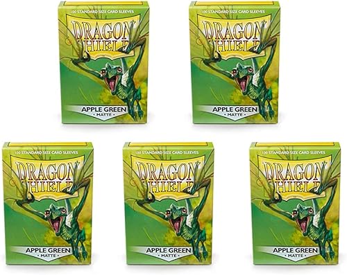 Paquete de 5 fundas para tarjetas Dragon Shield de tamaño estándar verde manzana mate, paquete de 100 unidades