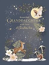 Paperlink Christmas Card for Granddaughter - Festive Woodland Animals Scene - Gold Foil Finish - Premium Quality Special Christmas Greeting Card with Envelope