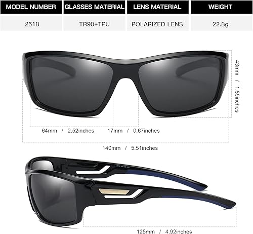 Miniatura 2 de 100 CLASSIC Gafas de sol deportivas polarizadas TR90 con marco irrompible para hombres y mujeres, correr, ciclismo, pesca, golf, béisbol