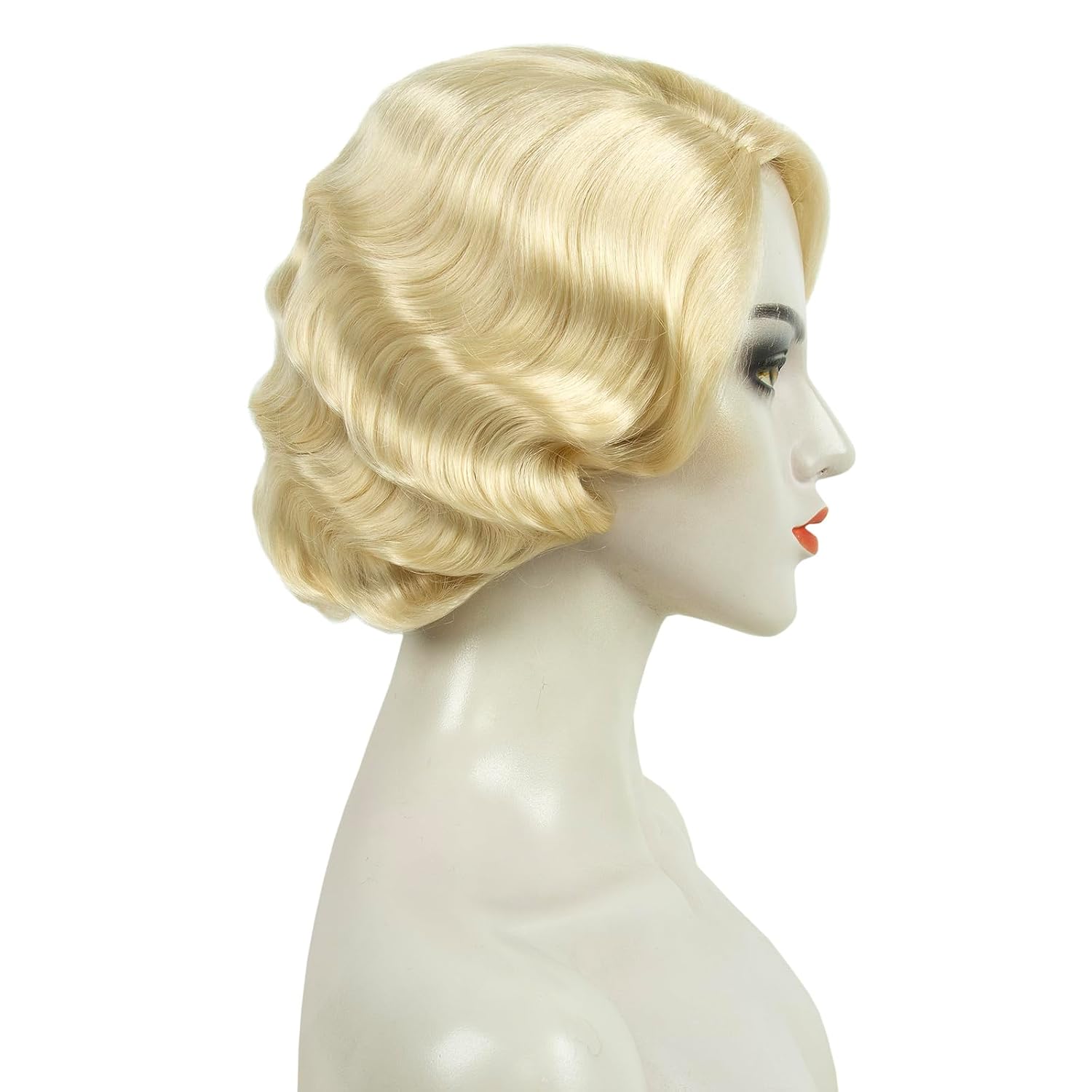 Short Blonde 1920s Wig for Women Gatsby roaring 20s Finger Wave Party Synthetic Full Vintage Wigs for Womens Lady Cosplay Costume Fancy Dress 1920 Flapper Wig