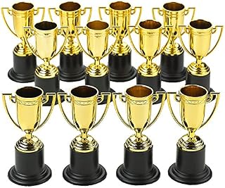 Kicko Plastic Trophies - 24 Pack 4 Inch Cup Golden Trophies for Children