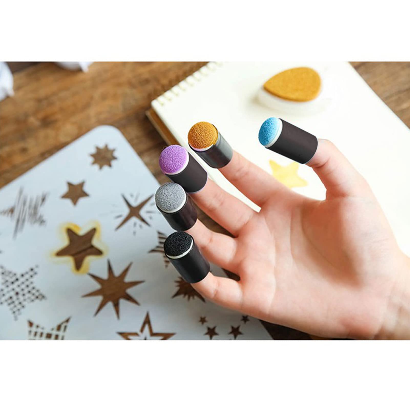 3X(60 PièCes Doigt ÉPonge Dauber Doigt Peinture ÉPonge Artisanat Dessin