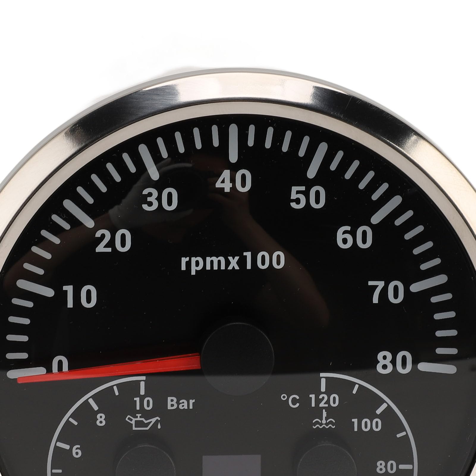 Dilwe Tacómetro Eléctrico 3 en 1, Tacómetro de Metal, Presión de Aceite, Medidor de Temperatura del Agua, 8000 RPM, 0 a 10 Bar, 104 a 248 ℉, 7 Colores Retroiluminados para RV, Yate, Camión, Barco