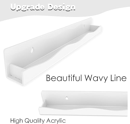 Miniatura 4 de YMVV Estante de esmalte de uñas de 15 pulgadas, estante montado en la pared, paquete de 6 unidades, organizador de esmalte de uñas acrílico blanco,