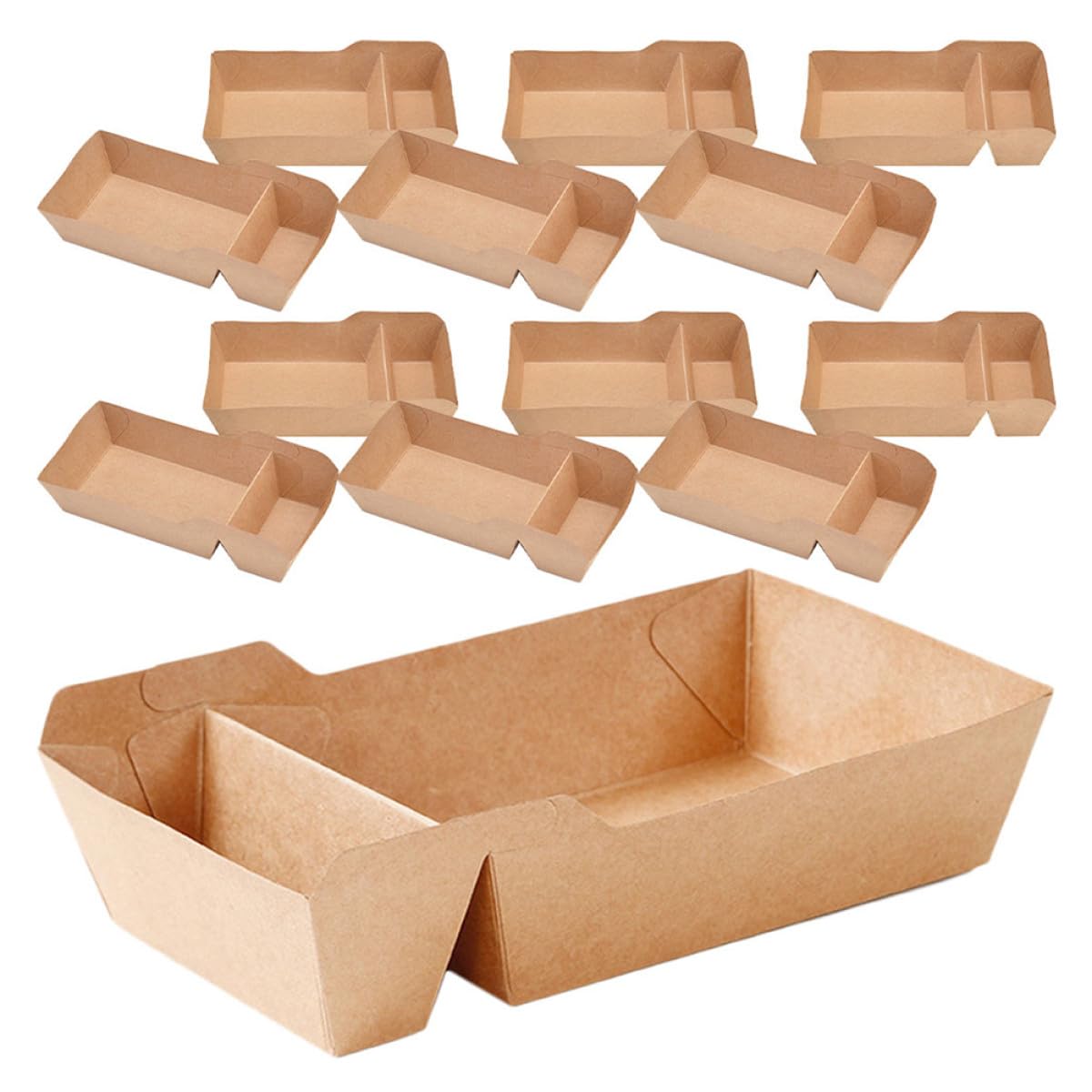 jojofuny Scatola 440ml Kraft per Snack 50 Doppio Scomparto per Patatine Fritte e Nachos per Feste e Attività di Ristorazione