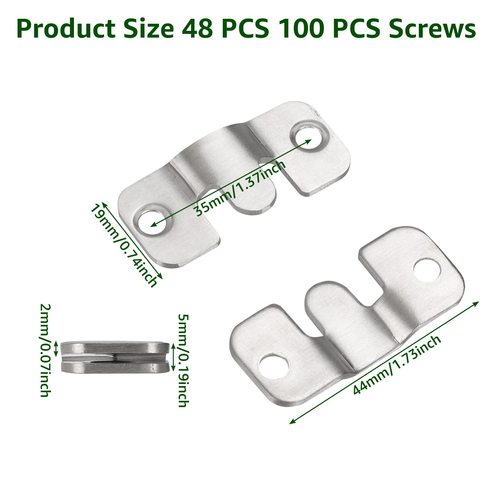 VIDETOL 48 Pcs Flush Mount Brackets Concealed, Stainless Steel Interlocking Picture Flush Mount Brackets , Heavy Duty Z Clip Bracket for Hanging Picture Frame Headboard Furniture Connector Hangers - Image 2