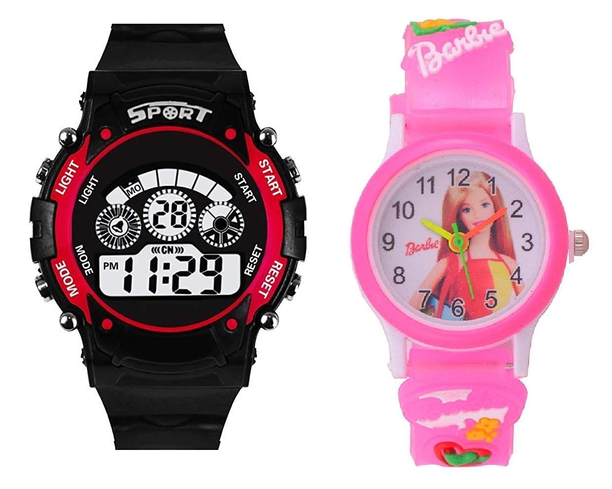 SWADESI STUFF Rubber Kids Digital Red Analog Digital Barbie Pink Girls & Boy Watch Combo, Multi-Color Dial, Multi-Color Band (B08TH2RYY6) Amazon Price History, Amazon Price Tracker