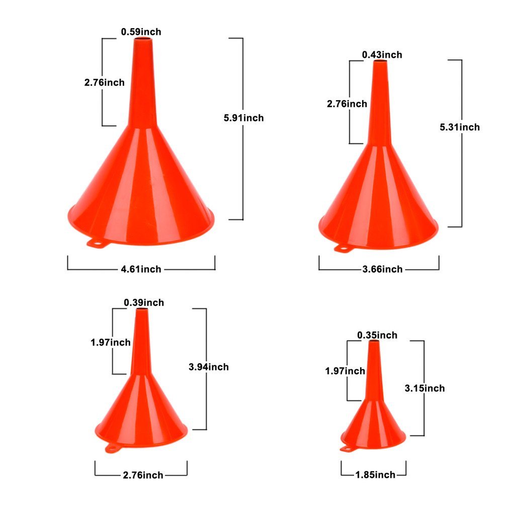 DEDC Oil Funnels, Gas Funnels, Plastic Funnel Set for Car, Automotive, Kitchen, Mini Small Large
