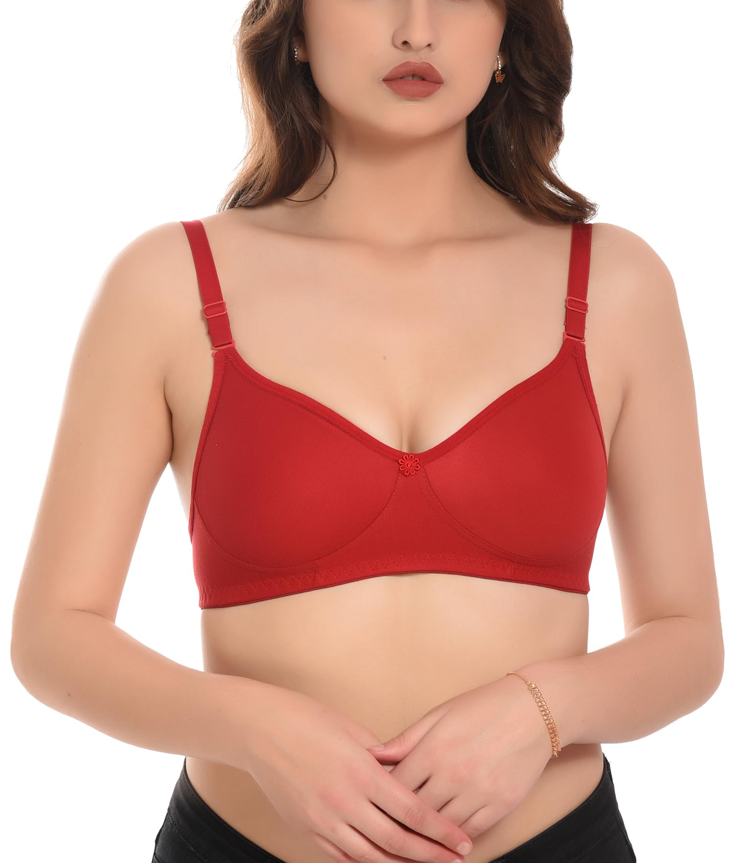 Elina Women's Full Coverage Cotton Hosiery Solid Bra (Exotic-col)