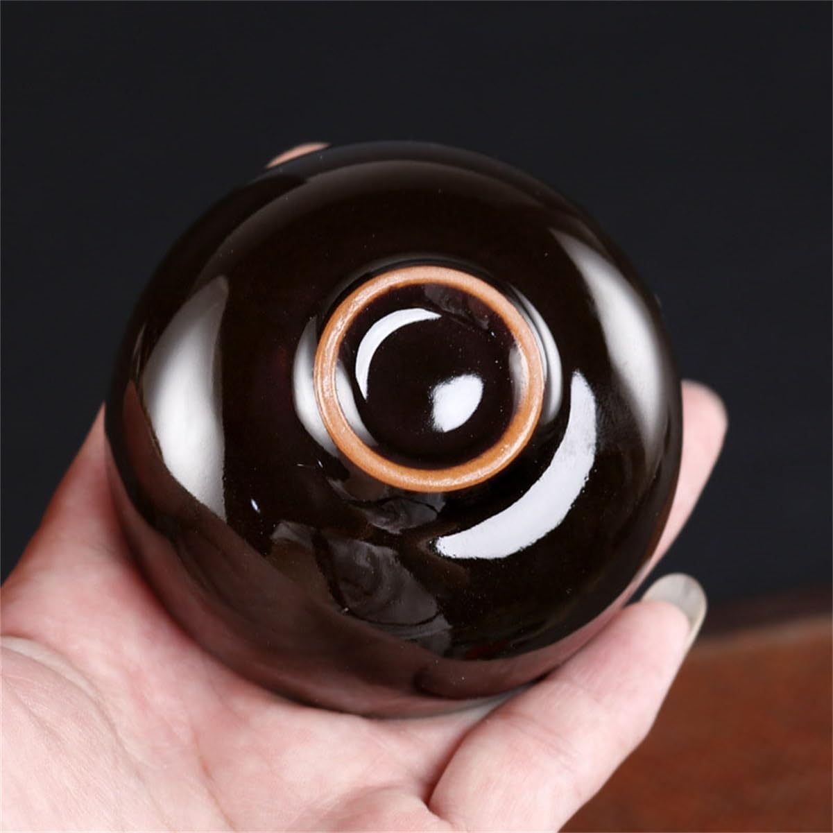Keramik Teetasse Jianzhan 50 ml Tenmoku Handgemacht Teegeschirr Chinesischer Meisterpokal Vielseitig einsetzbar Porzellan Einzigartig Kung Fu Teeschale, 4er-Set(A)